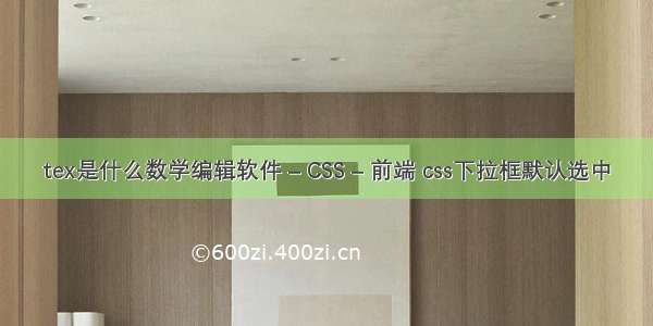 tex是什么数学编辑软件 – CSS – 前端 css下拉框默认选中