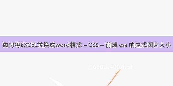 如何将EXCEL转换成word格式 – CSS – 前端 css 响应式图片大小