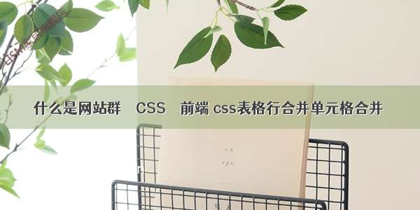 什么是网站群 – CSS – 前端 css表格行合并单元格合并