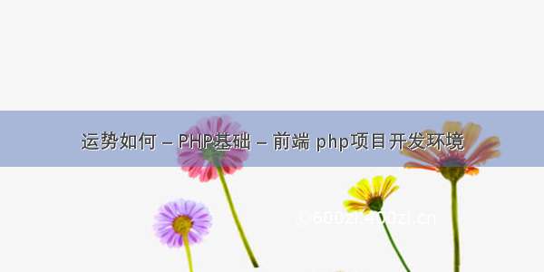 运势如何 – PHP基础 – 前端 php项目开发环境