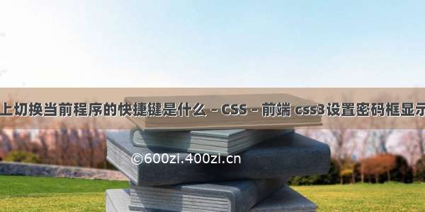 电脑上切换当前程序的快捷键是什么 – CSS – 前端 css3设置密码框显示样式