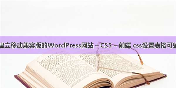 如何建立移动兼容版的WordPress网站 – CSS – 前端 css设置表格可编辑器