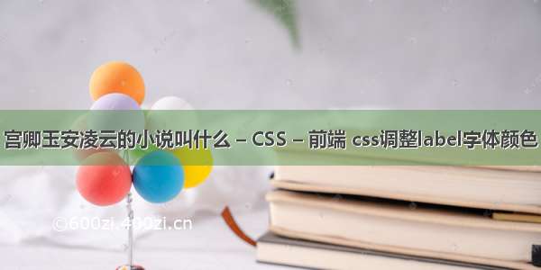 宫卿玉安凌云的小说叫什么 – CSS – 前端 css调整label字体颜色