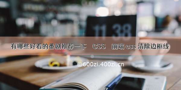 有哪些好看的番剧推荐一下 – CSS – 前端 css 清除边框线