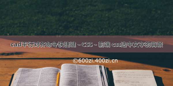 cad平行对齐命令快捷键 – CSS – 前端 css选中文字的背景