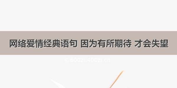 网络爱情经典语句 因为有所期待 才会失望