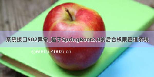 系统接口502异常_基于SpringBoot2.0的后台权限管理系统