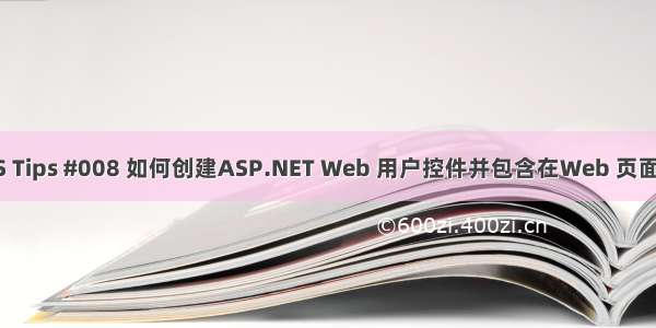 VS Tips #008 如何创建ASP.NET Web 用户控件并包含在Web 页面中