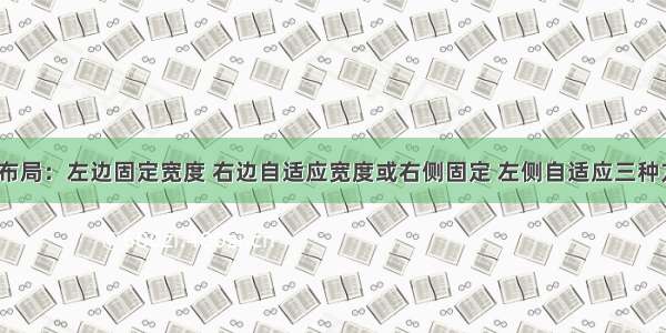 css布局：左边固定宽度 右边自适应宽度或右侧固定 左侧自适应三种方法