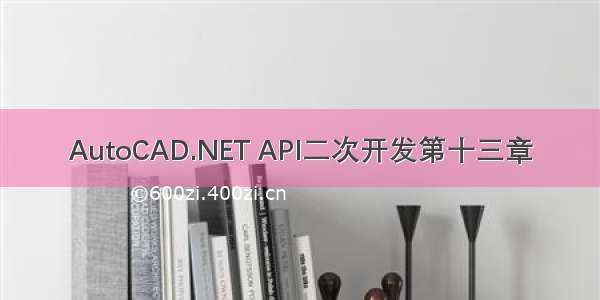 AutoCAD.NET API二次开发第十三章