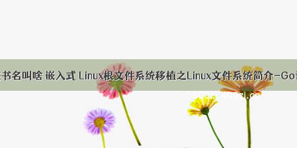 go移植linux内核书名叫啥 嵌入式 Linux根文件系统移植之Linux文件系统简介-Go语言中文社区...