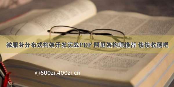 微服务分布式构架开发实战PDF 阿里架构师推荐 快快收藏吧