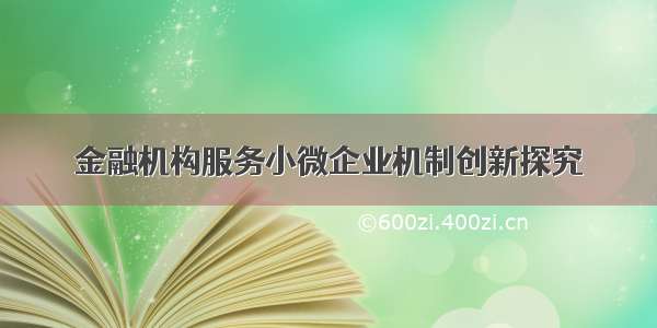 金融机构服务小微企业机制创新探究