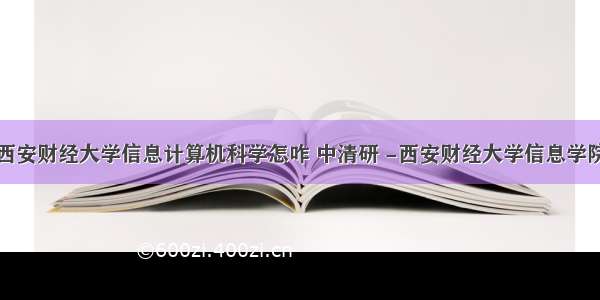 西安财经大学信息计算机科学怎咋 中清研 -西安财经大学信息学院