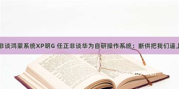 任正非谈鸿蒙系统XP明G 任正非谈华为自研操作系统：断供把我们逼上梁山