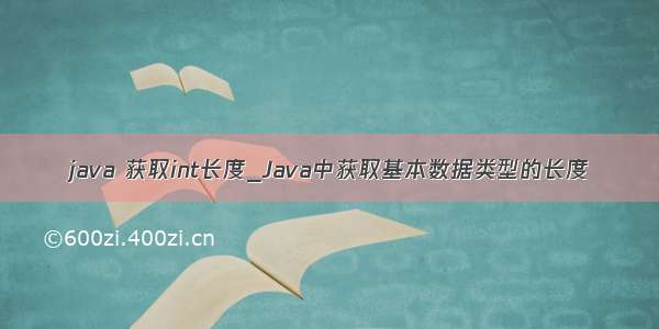 java 获取int长度_Java中获取基本数据类型的长度