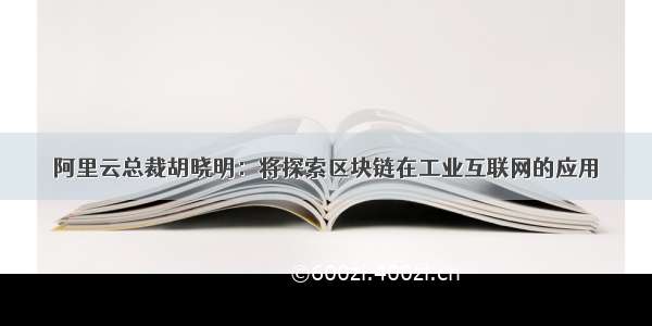 阿里云总裁胡晓明：将探索区块链在工业互联网的应用