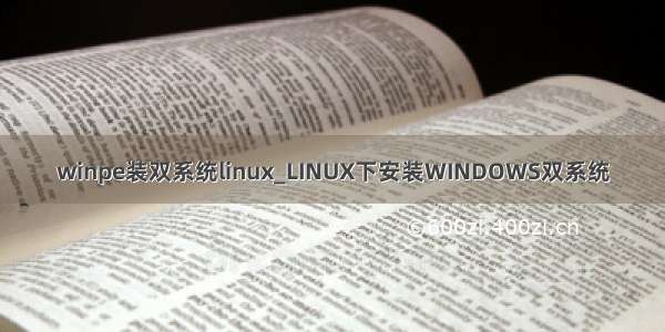 winpe装双系统linux_LINUX下安装WINDOWS双系统