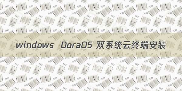 windows  DoraOS 双系统云终端安装