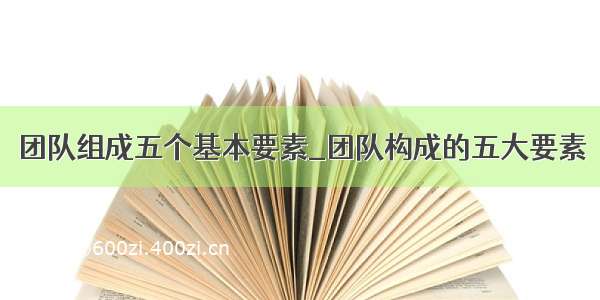 团队组成五个基本要素_团队构成的五大要素