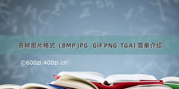 各种图片格式（BMP JPG   GIF PNG  TGA) 简单介绍