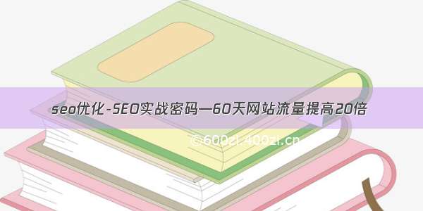 seo优化-SEO实战密码—60天网站流量提高20倍