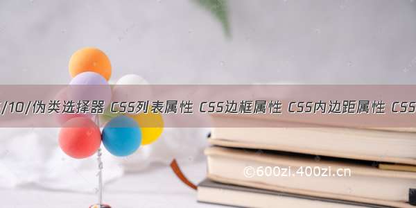 前端：CSS/10/伪类选择器 CSS列表属性 CSS边框属性 CSS内边距属性 CSS背景属性