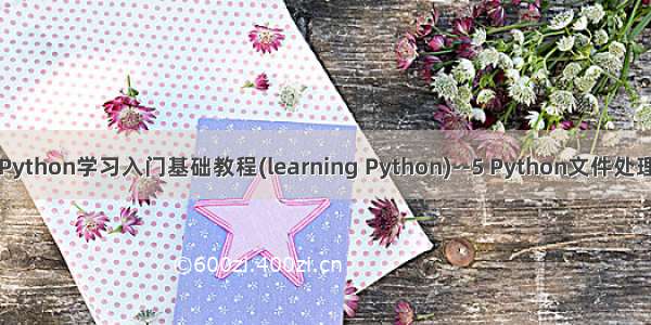 Python学习入门基础教程(learning Python)--5 Python文件处理