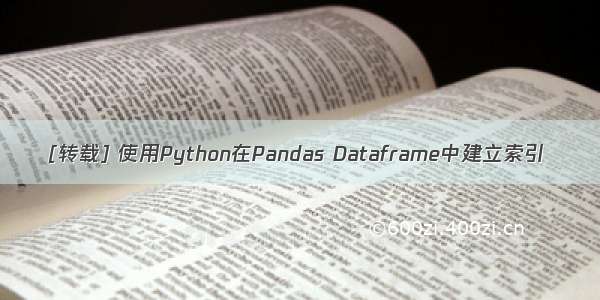[转载] 使用Python在Pandas Dataframe中建立索引