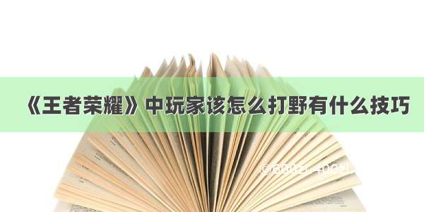 《王者荣耀》中玩家该怎么打野有什么技巧