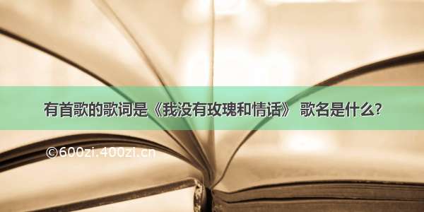 有首歌的歌词是《我没有玫瑰和情话》 歌名是什么？