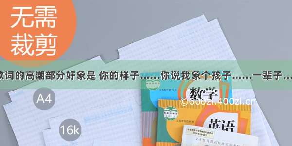 女生唱的 歌词的高潮部分好象是 你的样子......你说我象个孩子......一辈子....是什么歌？