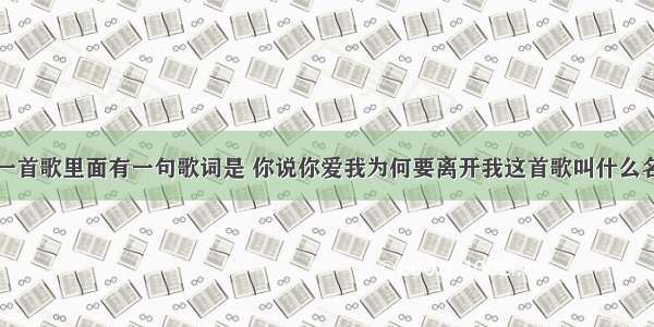 有一首歌里面有一句歌词是 你说你爱我为何要离开我这首歌叫什么名字