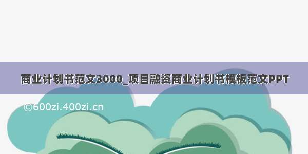 商业计划书范文3000_项目融资商业计划书模板范文PPT