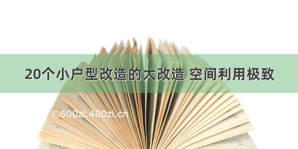 20个小户型改造的大改造 空间利用极致