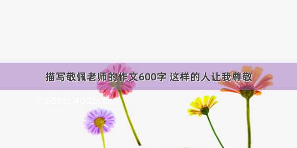 描写敬佩老师的作文600字 这样的人让我尊敬