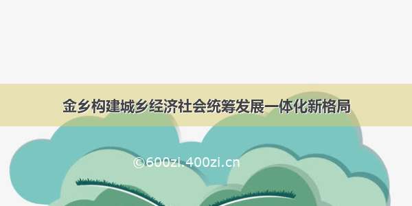 金乡构建城乡经济社会统筹发展一体化新格局