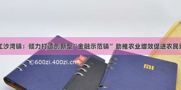 浙江沙湾镇：倾力打造创新型“金融示范镇” 助推农业增效促进农民增收