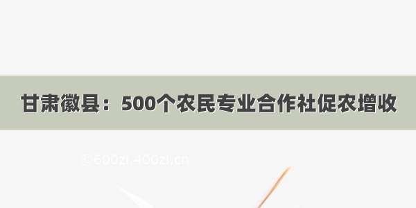 甘肃徽县：500个农民专业合作社促农增收