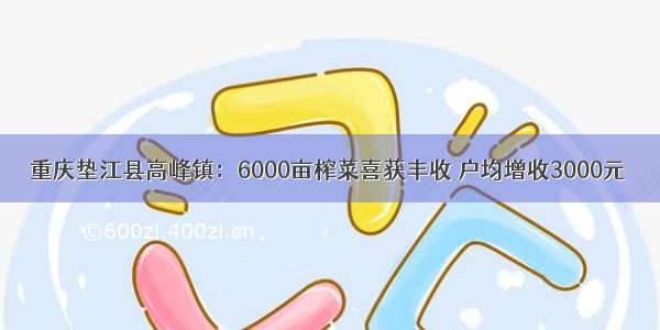 重庆垫江县高峰镇：6000亩榨菜喜获丰收 户均增收3000元