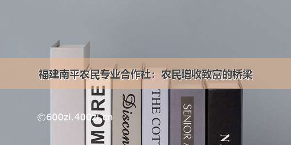 福建南平农民专业合作社：农民增收致富的桥梁