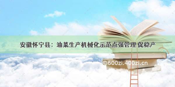 安徽怀宁县：油菜生产机械化示范点强管理 促稳产