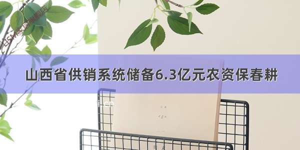 山西省供销系统储备6.3亿元农资保春耕