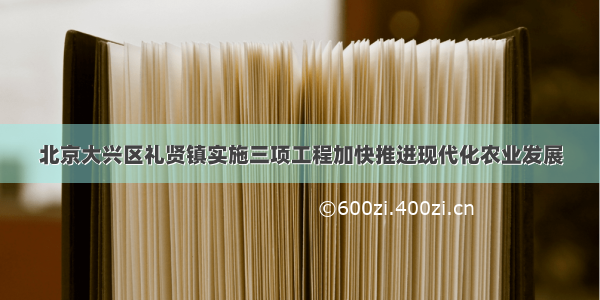 北京大兴区礼贤镇实施三项工程加快推进现代化农业发展