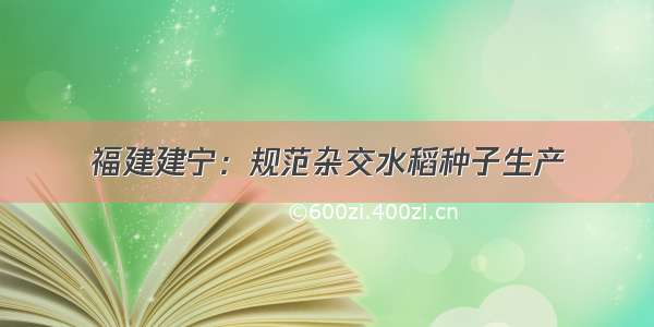 福建建宁：规范杂交水稻种子生产