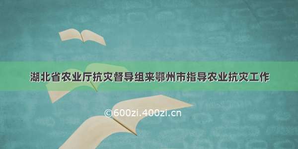 湖北省农业厅抗灾督导组来鄂州市指导农业抗灾工作