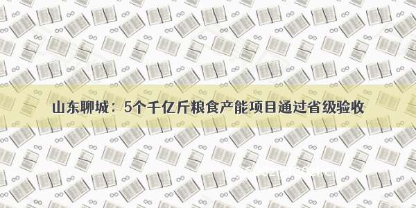 山东聊城：5个千亿斤粮食产能项目通过省级验收