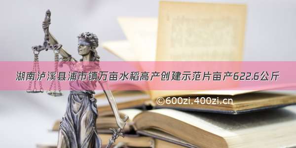 湖南泸溪县浦市镇万亩水稻高产创建示范片亩产622.6公斤