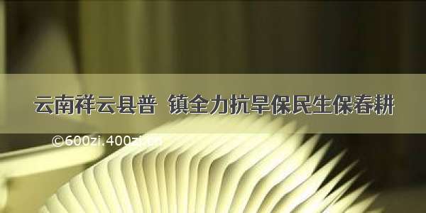 云南祥云县普淜镇全力抗旱保民生保春耕