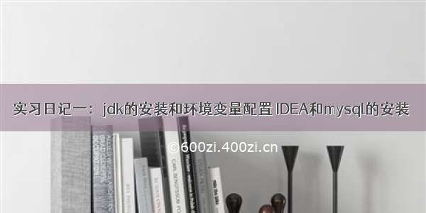 实习日记一：jdk的安装和环境变量配置 IDEA和mysql的安装